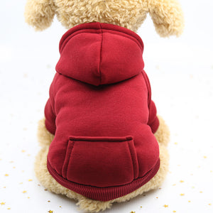 Fashion Winter Dog Coats Soft Cotton Fleece Wear Warm Hoodies With Pocket Candy Color Cute Small cats Puppy Clothing Supplier