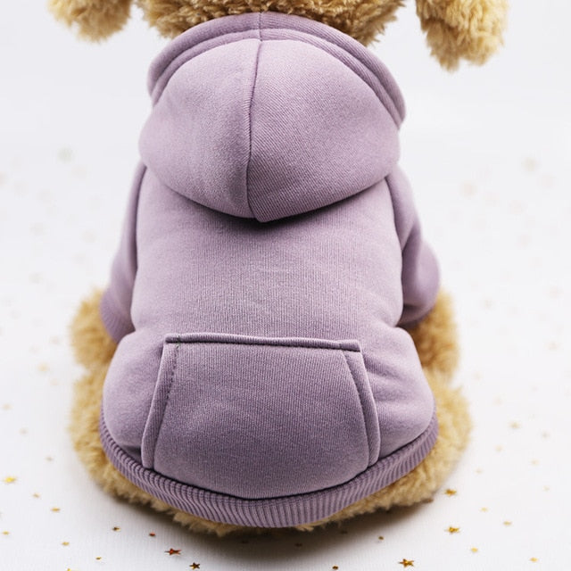 Fashion Winter Dog Coats Soft Cotton Fleece Wear Warm Hoodies With Pocket Candy Color Cute Small cats Puppy Clothing Supplier