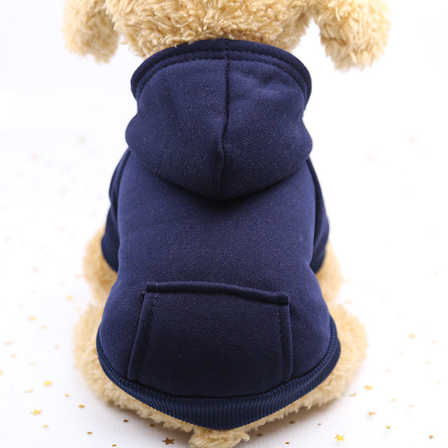 Fashion Winter Dog Coats Soft Cotton Fleece Wear Warm Hoodies With Pocket Candy Color Cute Small cats Puppy Clothing Supplier