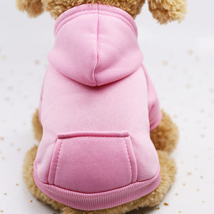 Fashion Winter Dog Coats Soft Cotton Fleece Wear Warm Hoodies With Pocket Candy Color Cute Small cats Puppy Clothing Supplier