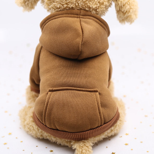 Fashion Winter Dog Coats Soft Cotton Fleece Wear Warm Hoodies With Pocket Candy Color Cute Small cats Puppy Clothing Supplier