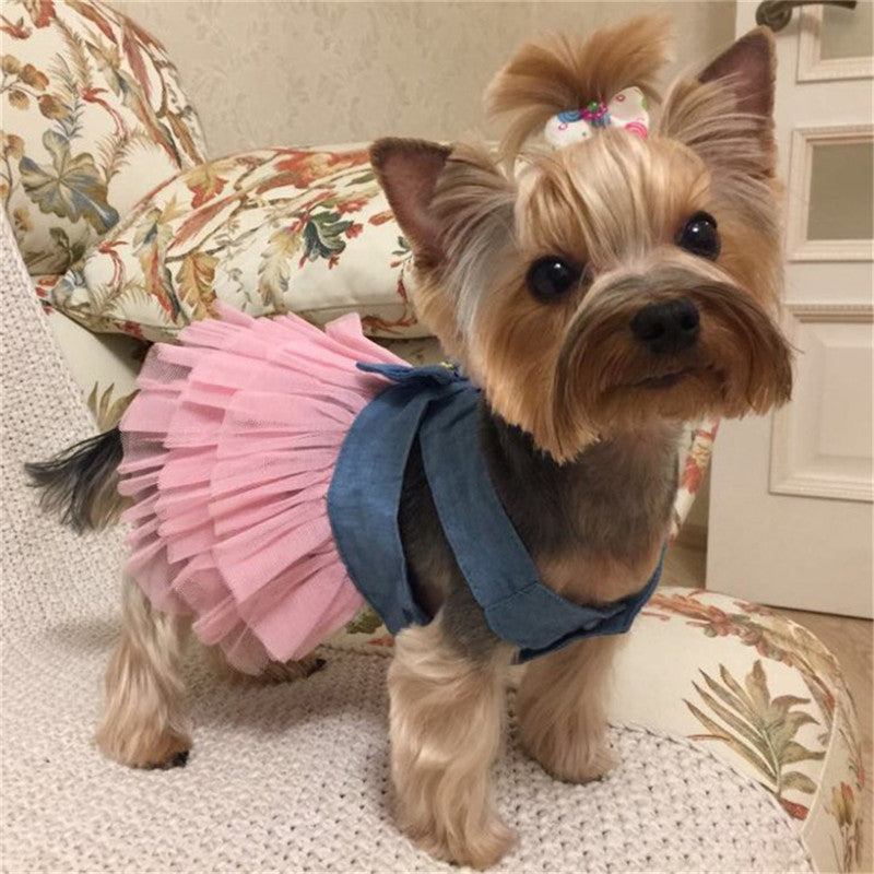 Summer Dress for Dog Pet Dog Clothes Wedding Dress Skirt Puppy Clothing Spring Fashion Jean Pet Clothes XS-L