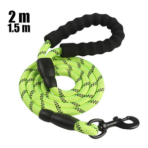 Dog Leash 2m 1.5m Large Dog Reflective Rope Walking Big Dog Collar Strengthen Traction Harness Round Nylon Medium Dog Lead Belt