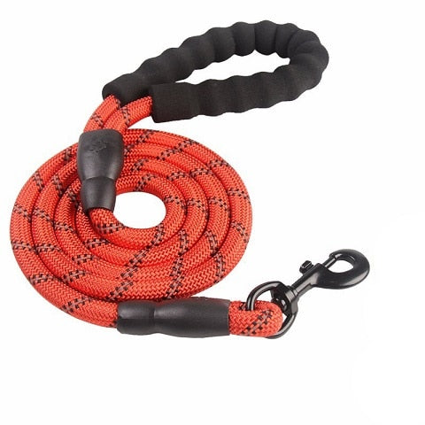 Dog Leash 2m 1.5m Large Dog Reflective Rope Walking Big Dog Collar Strengthen Traction Harness Round Nylon Medium Dog Lead Belt