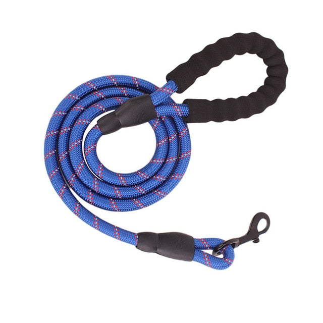 Dog Leash 2m 1.5m Large Dog Reflective Rope Walking Big Dog Collar Strengthen Traction Harness Round Nylon Medium Dog Lead Belt