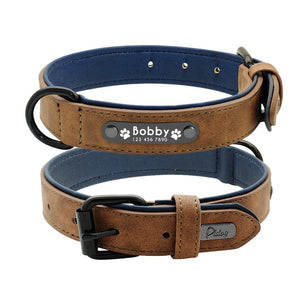 Leather Dog Collar Leash Set Personalized Customized Dogs Collars 2 Layer Leather Dog Leash For Small Medium Large Dogs Pitbull