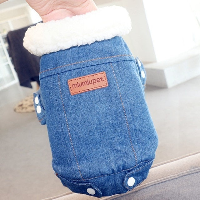 Luxury Winter Dog Jacket Puppy Dog Clothes Pet Outfits Dog Denim Coat Jeans Costume Chihuahua Poodle Bichon Pet Clothing 35S1