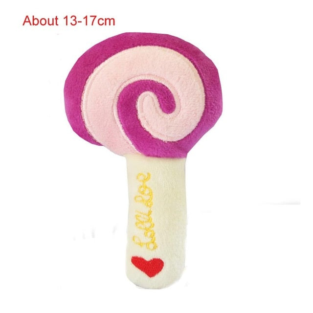 pawstrip 1pc Plush Dog Toys Squeaky Bone Ice Cream Carrot Puppy Chew Toy Interactive Cat Toys Pet Dog Sound Toys For Small Dogs