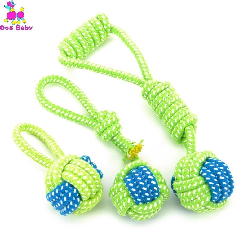 1PC Pet Supply Dog Toys Dogs Chew Teeth Clean Outdoor Training Fun Playing Green Rope Ball Toy For Large Small Dog Cat