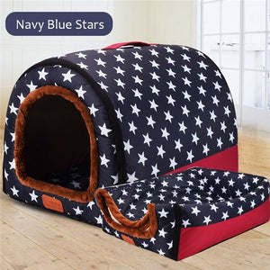 New Warm Dog House Comfortable Print Stars Kennel Mat For Pet Puppy Top Quality Foldable Cat Sleeping Bed cama para cachorro